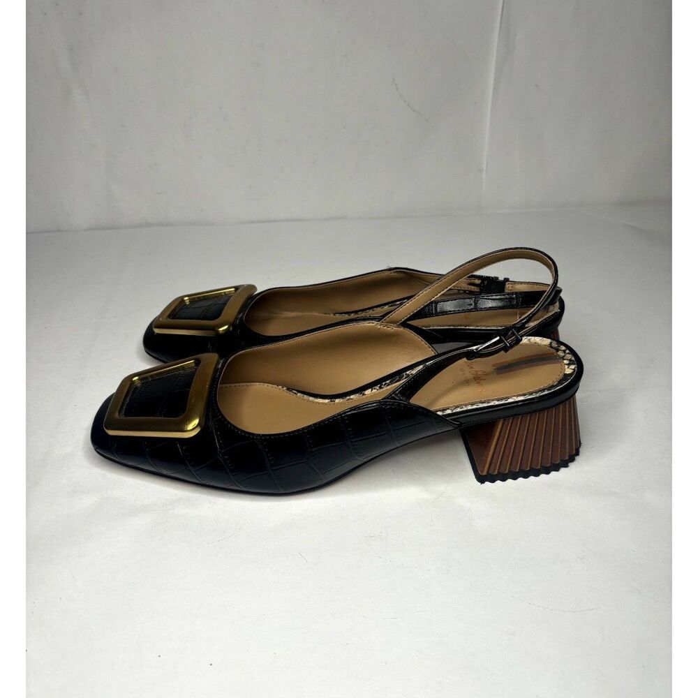 Sam Edelman Tanessa Women's Black Square-Toe Buckle Heel Slingback Pumps - Picture 4 of 7